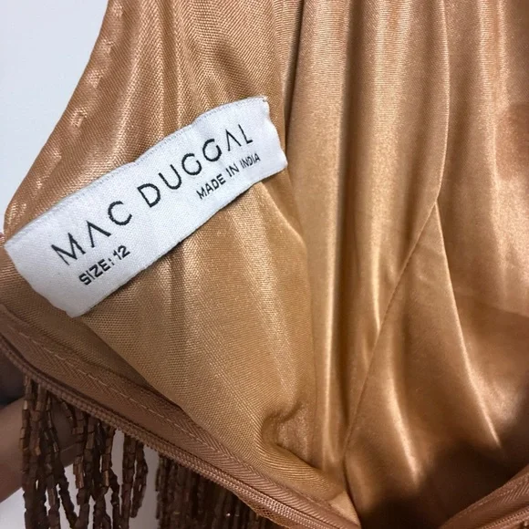 NWOT Mac Duggal 5934 Copper Brown Embellished Beaded Fringe Dress Size 12 - Picture 11 of 11